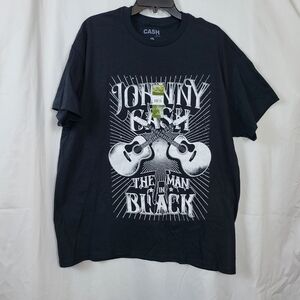 Johnny Cash Men's Black Man in‎ Black Graphic Short Sleeve Casual Tee XL New